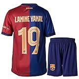 Hawkara Barcelona 2024/2025 Yamal #19 Heim Kinder Trikot mit Kurz, Neu Saison, Fußball Trikot Set Jugendgrößen (Blau/Rot,140)