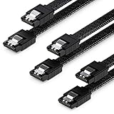 deleyCON 3x 30cm SATA 3 Kabel Nylon Set 6 Gbit/s Datenkabel SATA III Anschlusskabel Serial ATA Verbindungskabel für Mainboard & Festplatte HDD SSD 2 S-ATA L-Stecker Gerade Schwarz