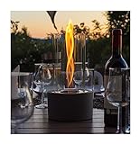 Firell Bioethanol Tischkamin aus massivem Beton - Ethanol Tischfeuer Indoor & Outdoor | Feuersäule wärmend mit über 2h Brenndauer | Sicheres Tisch Kamin Feuer für Wohnzimmer Terrasse Garten Balkon