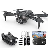 IDEA12 Drohne mit Kamera HD 2 Kameras Drohnen für Kinder 135° Elektrisch Einstellbar RC FPV WIFI Faltbar Quadcopter Spielzeug Flugzeuge Geschenke 360° Flips Schwerkraft Kontrolle Höhe halten 2 Akkus