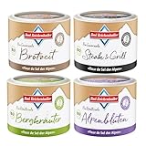 Bad Reichenhaller Alpensaline Edles Alpensalz 4er Quartett mit BIO-Gewürze | Brotzeit, Steak & Grill, Bergkräuter, Alpenblüten Gewürzmischung BIO-Zertifiziert, Naturbelassen, nachhaltige Verpackung
