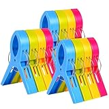 Vicloon Badetuch Clips 12 Stück große Wäscheklammern Handtuchklemmen Strandtuchklammern Clips Winddicht Klammern auf Strand und Sonnenliegen für Wäsche Strandtuch, Badetuch, Teppich (12 PCS)