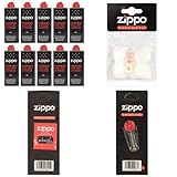 Mein Landhaus Feuerzeugbenzin ZIPPO Set 10x Zippo Benzin Original Benzin je 125 ml | Starterset1x 6 Stück Feuerstein, 1x Docht, 1x Watte und Filz