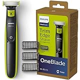 Philips OneBlade, Trimmen, Stylen, Rasieren, Für jede Haarlänge, 3 aufsteckbare Trimmeraufsätze, Wiederaufladbar, nass oder trocken (Modell QP2520/16) Black