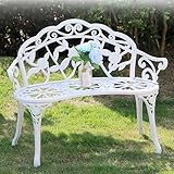 Gartenbank, Park Garden Outdoor-Metall-Rosenbank, Stuhl mit Aluminiumgussrahmen und antikem Finish, für Terrassenmöbel, Veranda-Dekor und Sitzgelegenheiten im Freien (weiß)