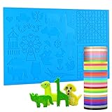 Dikale 3D Drucker Stift Zeichenwerkzeuge Silikonmatte Blau Groß mit 1.75mm PLA Filament Set 30 Farben, jede Farbe 3M, 3D Stift Zeichenwerkzeug Zubehör, 3D Stift nicht enthalten