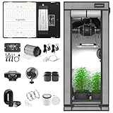 Aygrochy Advanced Grow System Pflanzen Set mit Central Integrated Controller. Automatischer Belüftung Zirkulationsplan, Vollspektrum-LED-Wachstumslampe 100W EVO, 60 x 60 x 160 cm große Wachstumsbox.