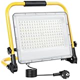 OUSIDE LED Baustrahler 200W 20000 Lumen 6500K Kaltweiß IP66 Wasserdicht mit Stativ 2m Kabel – Arbeitsleuchte für Baustelle, Hausrenovierung, Trockenbau Beleuchtung