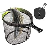 Kescher – Rahmen mit Teleskopgriff, weiches Nylonnetz, leichtes ausziehbares Werkzeug, kompakte Fangausrüstung | für River Lake Pond Boat Kayak Outdoor Sea Shore Angler Adventure Fish Handling