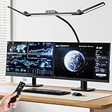 TYEE Schreibtischlampe LED Dimmbar, 24W 3-Lichtbalken LED Schreibtischlampe für Homeoffice, 1500LM Augenschutz Tageslichtlampe mit Fernbedienungen, 5 Farb 5 Helligkeit Büro Tischlampe