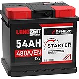 LANGZEIT Autobatterie 54AH 12V 480A/EN Starterbatterie +30% mehr Leistung ersetzt Batterie 55AH 44AH 45AH 46AH 50AH 52AH 53AH