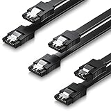 deleyCON 3x 50cm SATA III Kabel im Set S-ATA 3 Datenkabel - HDD SSD Verbindungskabel Anschlusskabel Metall-Clip 6 GBit/s - 2 Gerade L-Type Stecker - Schwarz