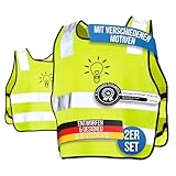 LAUTER SCHUTZ ® Warnweste Kinder (3-12 Jahre) Sicherheitsweste [2 Stück] für bessere Sichtbarkeit bei Tag und Nacht für Sport, Laufen, Fahrrad, Weg zur Schule & Auto (Reflektorweste - Glühbirne)