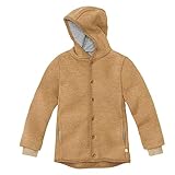 disana WALK-JACKE, 100% Bio-Merinowolle GOTS, IVN Best | mit Kapuze | Baby Kleinkind Kind Unisex | Made in Germany | Karamell Gr. 74-80