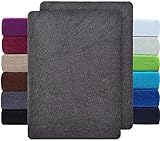 NatureMark 2er Pack FROTTEE Spannbettlaken, Spannbetttuch für kuschelig weiche Nächte, in viele Größen und Farben erhältlich | 90x190 cm - 100x200 cm - Anthrazit grau