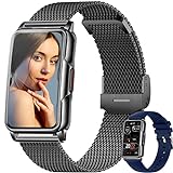 Smartwatch Damen 1,47 Zoll Armbanduhr mit IP68 Wasserdicht Fitness tracker Sportuhr mit Zwei Wochen Standby SpO2 124 Trainingsmodi Herzfrequenzmessung Schlafmonitor, Musikkontrolle Android iOS