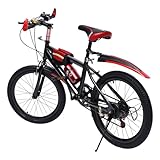 Brride Mountainbike 20 Zoll Kinderfahrrad, Doppelscheibenbremse Fahrräder mit Wasserbecherhalter und Kompass-Glocke, Geschenke für Jungen und Mädchen