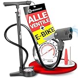 HEIMWERT Premium Fahrrad Luftpumpe für alle Ventile, hochpräzises Manometer, komfortable 12 bar Universal Standpumpe Fahrrad – Luftpumpe Fahrrad für maximale Zuverlässigkeit - Bike Pump (schwarz)