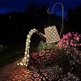 GuKKK Solar Gießkanne mit Solarlampen für Außen, Solarlampen für Außen Garten LED Lichter, Solar Gartendeko Modern Stil, Solar Lichterketten Aussen, Star Shower Garten Leuchten mit Halterung (Blume)