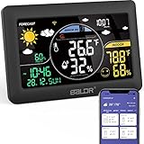 BALDR Wetterstation Funk mit Außensensor, 2.4Ghz Wlan/APP Kontrolle, 7.5'' VA Display, Wettervorhersage in Echtzeit, Echtzeit-Kalibrierzeit, Digital Thermometer Hygrometer Innen