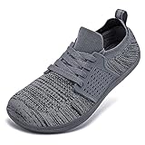 HOBIBEAR Breite Barfußschuhe Herren Damen Wanderschuhe Trail Running Sneakers | Zero Drop Sohle | Mittelfußstabilität, dunkelgrau, 40 EU