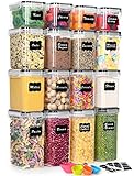 Vorratsdosen mit Deckel Luftdicht Set of 16, BPA frei, Gesamtkapazität 22.4L, Aufbewahrungsbox, Mottensichere Küchen Organizer Cornflakes Müsli Mehl Aufbewahrung, Vorratsbehälter mit Etiketten