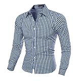 Herren Trachtenhemd Slim fit Kariertes Hemd Freizeithemd Langarmhemd Bügelleicht Bauwolle Herrenhemden für Oktoberfest