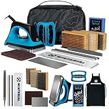 Winterial Skiwachs Set, Ski Wachs Komplettset, Ski Wax, Snowboard Wachs Set mit Wachseisen, Kantenschleifer, Allwetterwachs, PTEX Sticks, Bürsten, Abgewinkelter Kantenschleifer & Werkzeugtasche