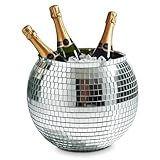 MikaMax Eiskübel Discokugel – XL 11 Liter – Getränkekühler für Partys – Weinkühler & Eisbehälter – Silberner Disco Ice Bucket - 27,5cm
