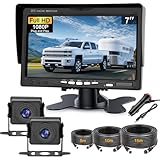 Dual Rückfahrkamera Set mit 7' HD Rear View Monitor, IP69 wasserdichte Nachtsicht Auto Backup-Kamera, Kabel Stabilem Signal Rückfahrkamera mit 5m/10m/15m Kabel für Wohnmobil/Trucks/Bus/Van/Trailer