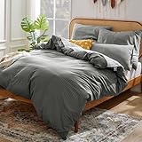 Sonive Deluxe Mikrofaser Bettbezug-Set mit Kissenbezug – Bettwäsche 135x200cm/Pillowcase 50x80cm, Dunkelgrau
