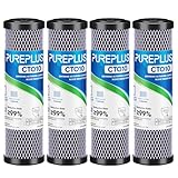 Icepure ICP-S-CTO10 Kohleblock-Filterkartusche ersatz für das ganze Haus, Sinter-Aktivkohle, Wasserfilter, 25,4 x 6,3 cm, 4 Stück