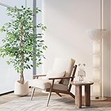 YOLEO Kunstpflanze Birkenfeige 180cm Ficus Benjamini Künstliche Pflanzen echt aussehend für Balon Schlafzimmer Büro Garten Hochzeit Party Deco