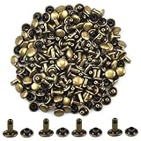 100 Set Leder Nieten Doppelkappen Nieten Rivet Tubular Metall Niet Ohrstecker Bronze Hohlnieten für DIY Handwerk Leder Tasche Schuhe Gürtel Reparaturen Dekoration, 8 × 8mm