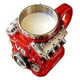 V8 Motor-Kaffeetasse, personalisierte Kaffeetasse, Kaffeetasse für Automotor, doppelwandige Isolierung, Auto-Tasse mit Griff, perfekt für Vatertag
