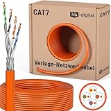 HB-DIGITAL 25m cat 7 Netzwerkkabel LAN Verlegekabel Cable - Übertragungsgeschwindigkeit bis zu 10 Gbit/s - Kupfer Profi S/FTP PIMF LSZH Halogenfrei Orange RoHS-Compliant cat. 7 Cat7 AWG 23/1