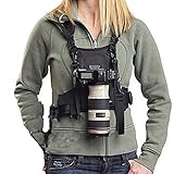 Nicama Doppelter Schultergurt Kameragurt, Universal Kamera-Tragegurt Kameraträger Brustgurt Weste mit Befestigungsnaben und Sicherheitsgurten für DSLR Kameras Canon Nikon Sony