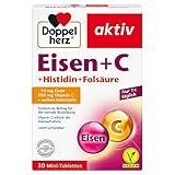 Doppelherz Eisen + C + Histidin + Folsäure - Folsäure als Beitrag für die normale Blutbildung - Vitamin C erhöht die Eisenaufnahme - 30 leicht schluckbare Mini-Tabletten