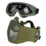 Yzpacc Airsoft Maske mit Schutzbrille, Faltbare Half Face...