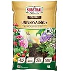 Substral Naturen Universalerde Bio & torffrei, für Zimmer-, Balkon und Kübelpflanzen, in Beeten und Rabatten, 5 L, Grün