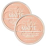 Rimmel London Stay Matte Puder, kompakt, matt, Formel mit Wirkung, Befestigung, leichte und seidige, natürliche Finish, lange Halt, für fettige und gemischte Haut, Farbe 005, Silky Beige, 2 Puder