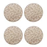 Rfeeuubft 4 Stück runde Tischsets für Restaurant, hohl, PVC, Dekoration, Esstisch, Esstisch, Linie, Steakmatte, Tampon-Gold