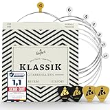 BELFORT® Gitarrensaiten Konzertgitarre, Saiten für klassische Gitarre aus Nylon und Silber, Akustikgitarre (6-Saiten Set) - Inkl. 4 Plektren + extra hoher E-Saite für Konzert Gitarren (Guitar Strings)