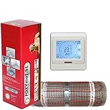 elektrische Fußbodenheizung FOXYMAT.SL RAPID (200 Watt pro m²) mit Thermostat QM-BLUE-TS, 1.0 m² (0.5m x 2m)