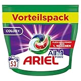 Ariel Allin1 PODS, Flüssigwaschmittel-Kapseln Color+ 53 Waschladungen, Ausgezeichnete Fleckentfernung Beim 1. Waschen