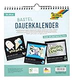 folia 23690 - Dauerkalender, Bastelkalender mit Spiralbindung, ca. 23 x 24 cm, schwarz mit silbernem Druck, für Bilder und Fotos bis max. 13 x 18 cm