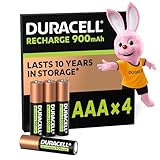 Duracell Akku AAA, wiederaufladbare Batterien AAA, 4 Stück, Unsere Nr. 1 - längste Haltbarkeit pro Aufladung, vorgeladen