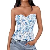 Spitzen Bustier Vintage Sommertops Anlässe Spitze Elegante Schickes Oberteile Damen Sexy Silvester Weihnachtsfeier Festliche Schluppenbluse Damen Going Elegant Spitzen Glitzeroberteil Frauen M