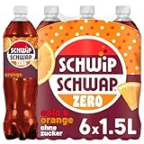 SCHWIPSCHWAP ohne Zucker – Koffeinhaltiges Cola-Erfrischungsgetränk mit Orange in Flaschen aus 100% recyceltem Material, EINWEG (6 x 1.5 l)