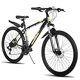 Hiland 27,5 Zoll Mountainbike Mountain Bike Shimano 21 Gang Fahrrad mit Schutzblech Rahmenpaket Federgabel Scheibenbremsen MTB für Herren Damen Jungen Mädchen schwarz